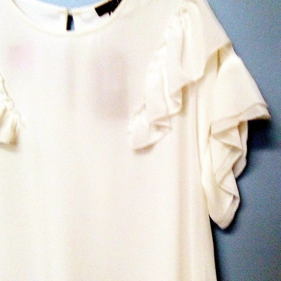 NWT off White Ruffled BOHO SHEER Layer Dress Flowy - Picture 10 of 10